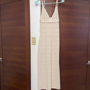 Zara crochet cream long dress